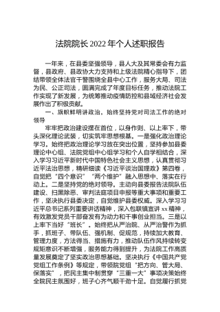 法院院长2022年个人述职报告