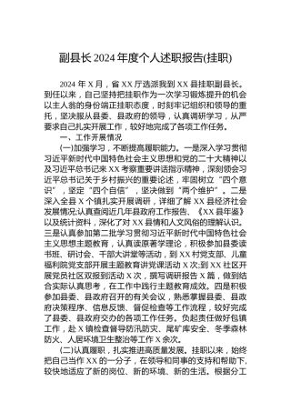 副县长2024年度个人述职报告(挂职)
