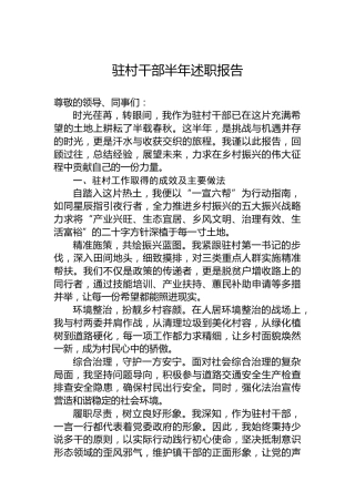 驻村干部半年述职报告