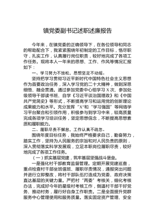 镇党委副书记述职述廉报告