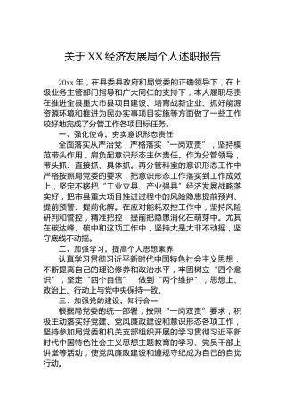 关于XX经济发展局个人述职报告