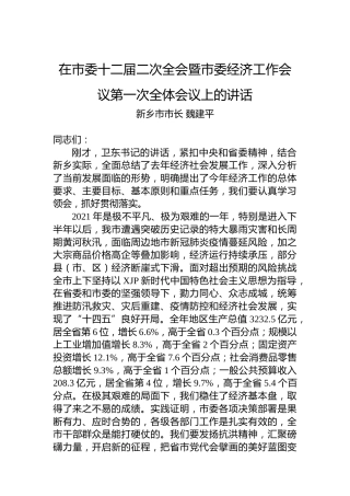 【经济工作】新乡市市长魏建平：在市委十二届二次全会暨市委经济工作会议第一次全体会议上的讲话