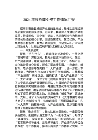 2024年县招商引资工作情况汇报