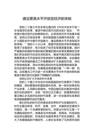 建设更高水平开放型经济新体制