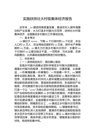 实施扶持壮大村级集体经济报告