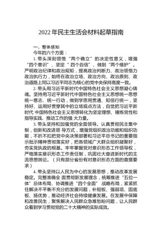 2022年民主生活会材料起草指南