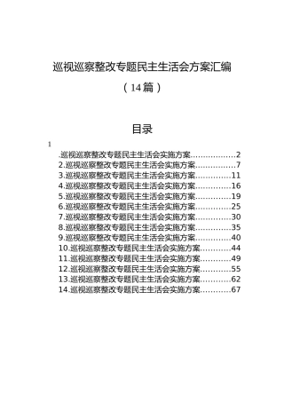 巡视巡察整改专题民主生活会方案汇编（14篇）