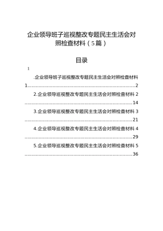 企业领导班子巡视整改专题民主生活会对照检查材料（5篇）