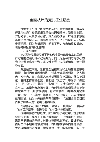 全面从严治党民主生活会