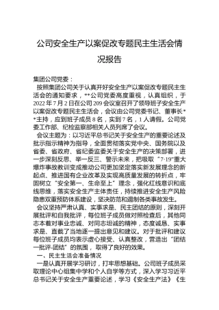 公司安全生产以案促改专题民主生活会情况报告