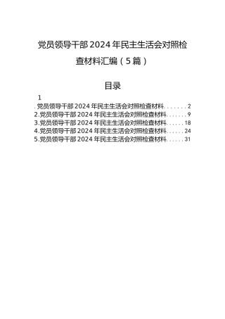 党员领导干部2024年民主生活会对照检查材料汇编（5篇）