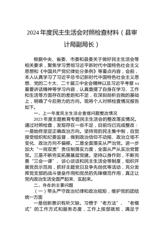2024年度民主生活会对照检查材料（县审计局副局长）
