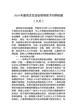 2024年度民主生活会领导班子对照检查（人大）