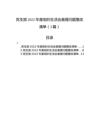 党支部2022年度组织生活会查摆问题整改清单（3篇）