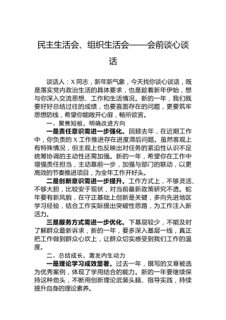 民主生活会、组织生活会——会前谈心谈话