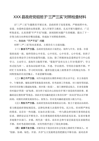 县政府党组班子“三严三实”对照检查材料