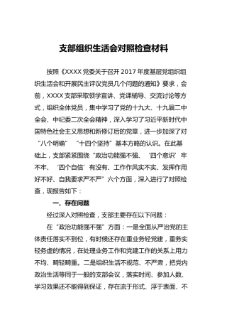 支部组织生活会对照检查材料