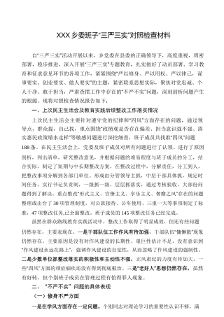 乡委班子“三严三实”对照检查材料