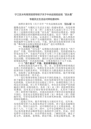 宁江区水利局局党组班子对照检查材料