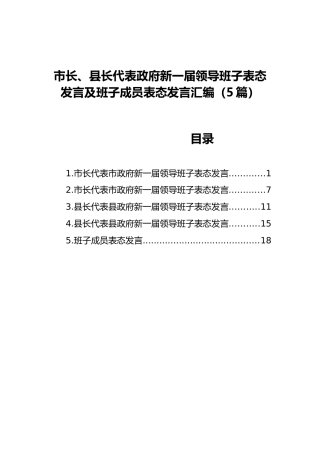 领导班子表态发言及班子成员表态发言汇编（5篇）