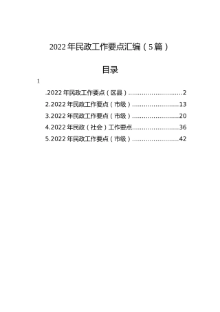 2022年民政工作要点汇编（5篇）