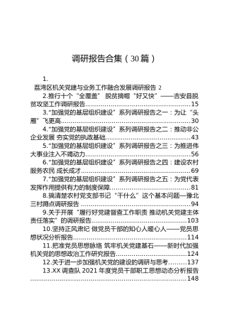 调研报告合集（30篇）
