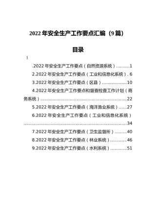 2022年安全生产工作要点汇编（9篇）