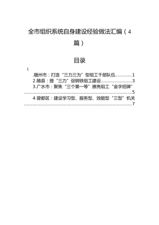 2022年全市组织系统自身建设经验做法汇编（4篇）