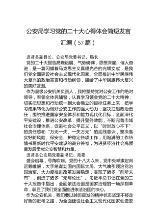 公安局学习党的二十大心得体会简短发言汇编（57篇）
