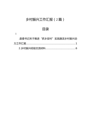 乡村振兴工作汇报（2篇）