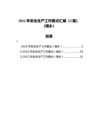 2022年安全生产工作要点汇编（3篇）（镇乡）
