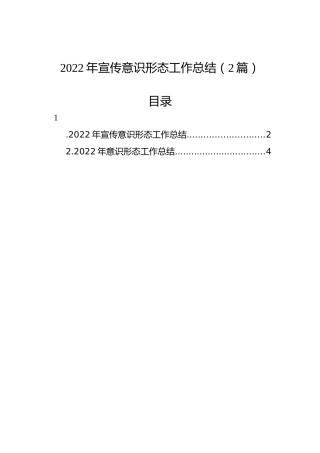 2022年宣传意识形态工作总结（2篇）