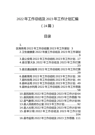 2022年工作总结及2023年工作计划汇编（24篇）
