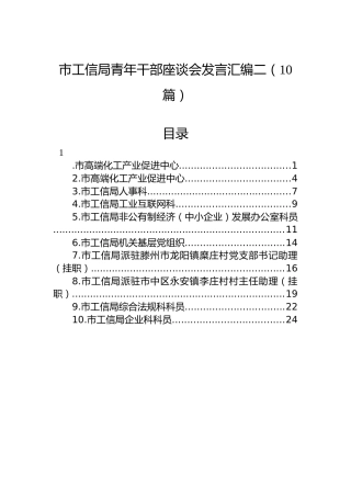 市工信局青年干部座谈会发言汇编二（10篇）