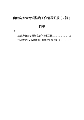 自建房安全专项整治工作情况汇报（2篇）