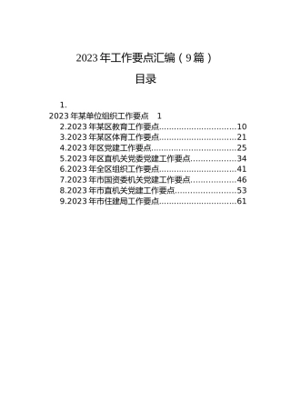 2023年工作要点汇编（9篇）
