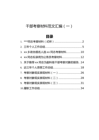 干部考察材料范文汇编（共10篇）