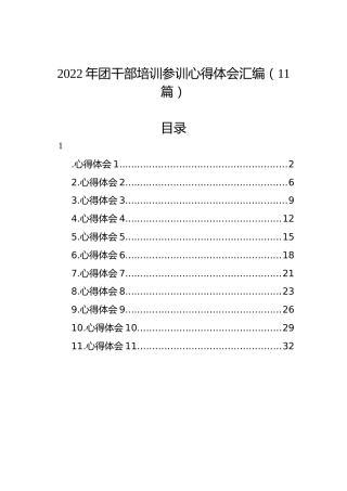 2022年团干部培训参训心得体会汇编（11篇）