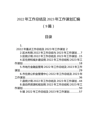 2022年工作总结及2023年工作谋划汇编（9篇）