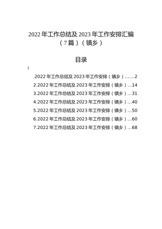 2022年工作总结及2023年工作安排汇编（7篇）（镇乡）
