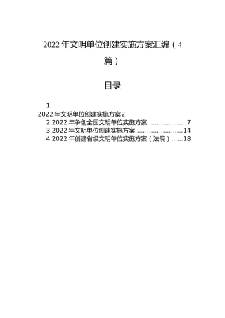 2022年文明单位创建实施方案汇编（4篇）