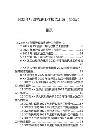 2022年行政执法工作报告汇编（30篇）