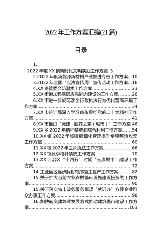 2022年工作方案汇编（21篇）