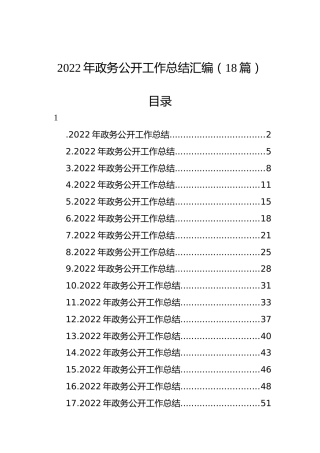 2022年政务公开工作总结汇编（18篇）