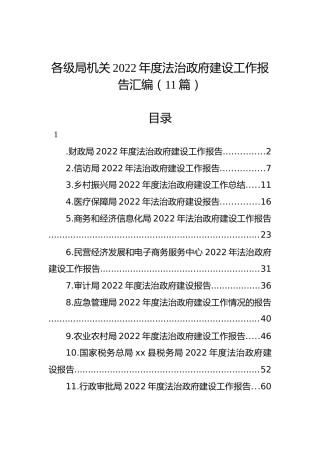各级局机关2022年度法治政府建设工作报告汇编（11篇）