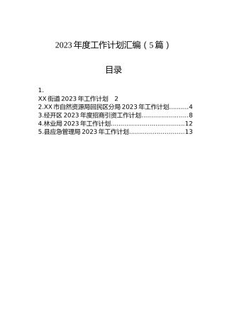2023年度工作计划汇编（5篇）