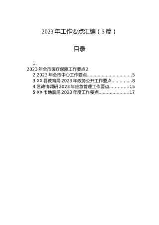 2023年工作要点汇编（5篇）