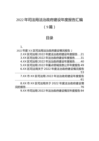 2022年司法局法治政府建设年度报告汇编（9篇）