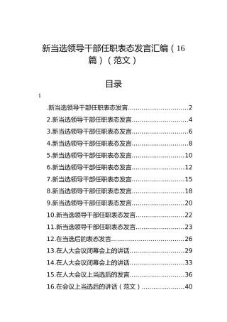 新当选领导干部任职表态发言汇编（16篇）（范文）
