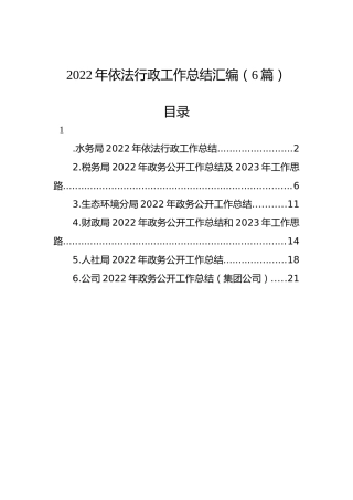 2022年依法行政工作总结汇编（6篇）